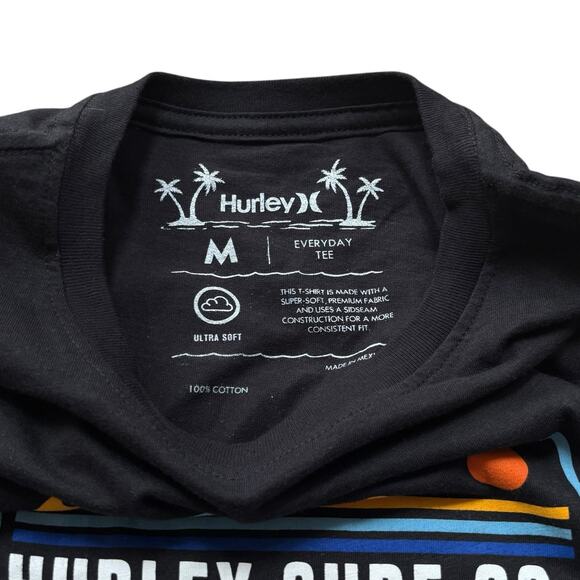 Hurley Surf Co. Black Short Sleeve Crew Neck Wave Chest Graphic Men's Medium NEW - Picture 5 of 5